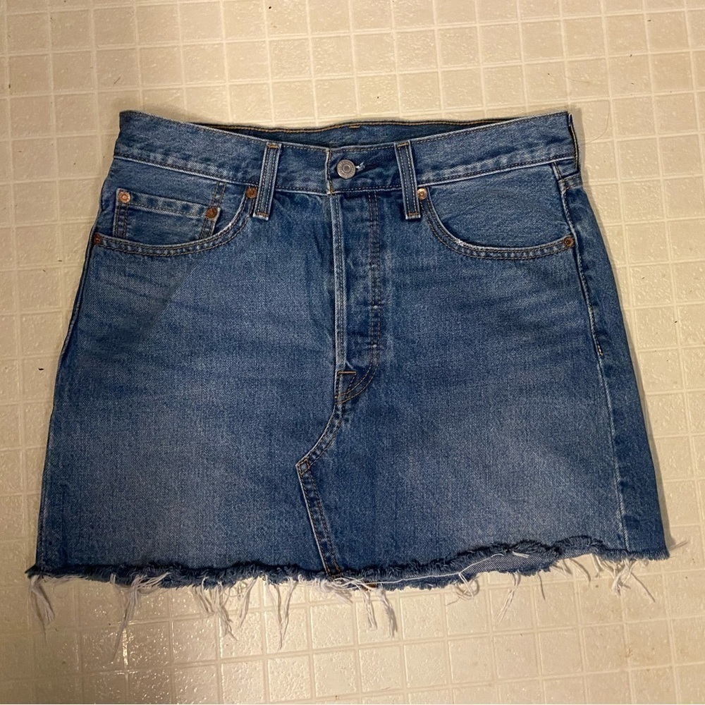 Levi Strauss Premium Deconstructed Denim Jean Mini Skirt
